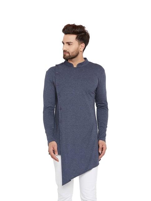 hypernation blue mandarin collar kurta