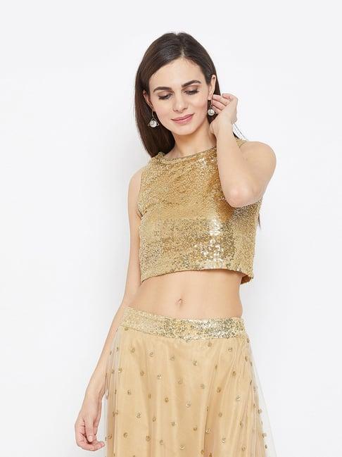 studio rasa golden embellished crop top