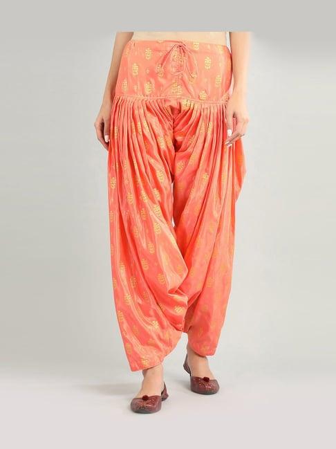 aurelia orange cotton floral print patiala