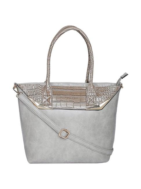 giordano grey & brown textured shoulder handbag