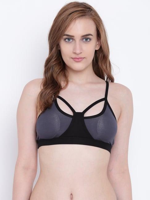 la intimo grey & black mermaid sports bra