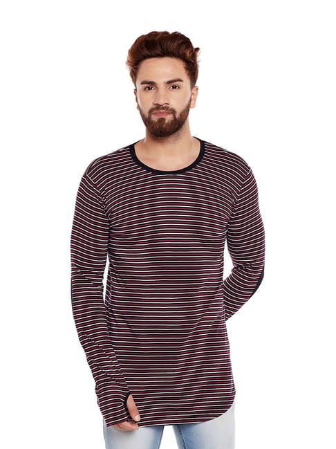 hypernation red & black striped round neck t-shirt