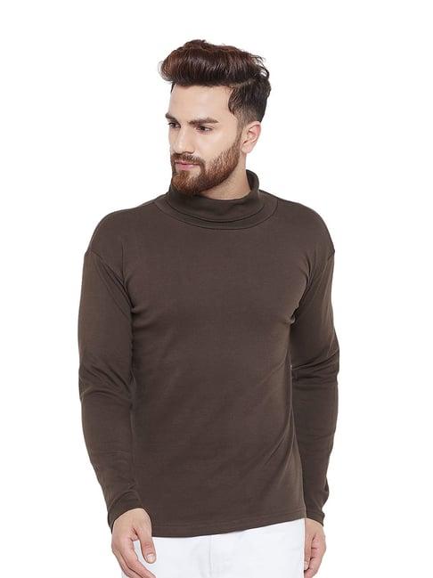 hypernation brown high neck t-shirt