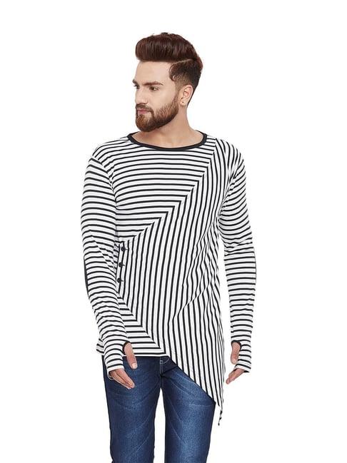 hypernation white striped cotton t-shirt