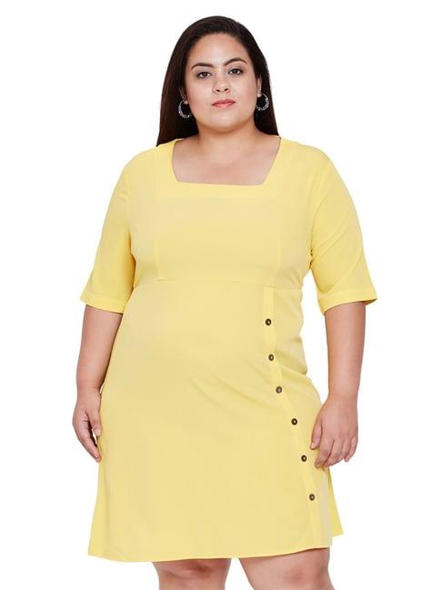 oxolloxo curves yellow bazaar button detail plus dress