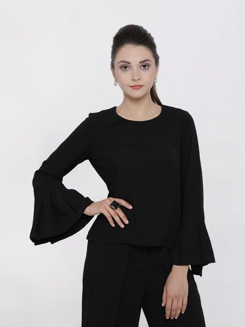 office & you black top with pleated cuff