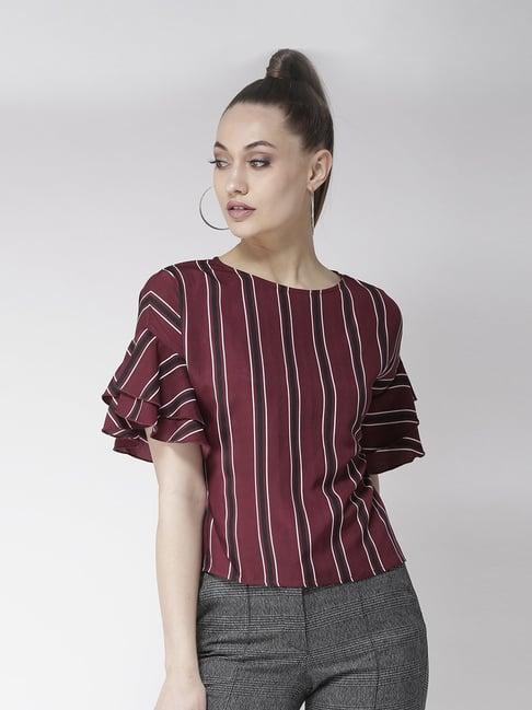 style quotient wine & black striped top