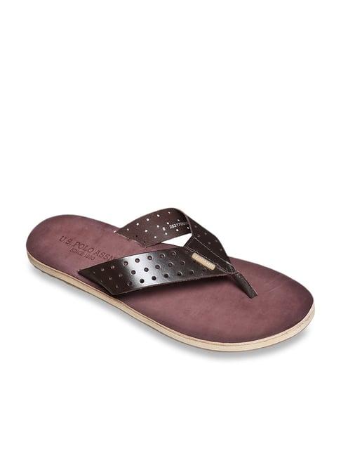 u.s. polo assn. men's ventura dark brown flip flops