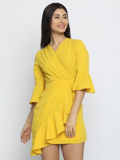 isu yellow above knee dress