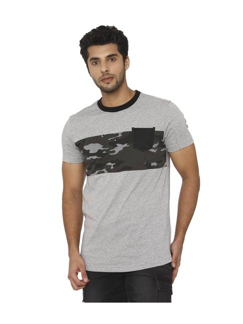 mufti flight edition grey printed t-shirt