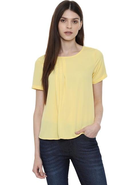 solly by allen solly yellow regular fit top