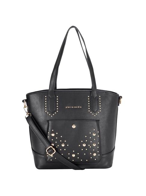 pierre cardin black embellished medium shoulder handbag