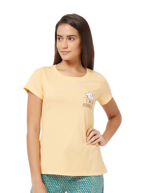 soie beige cotton printed lounge t-shirt