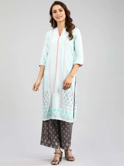 aurelia blue printed straight kurta