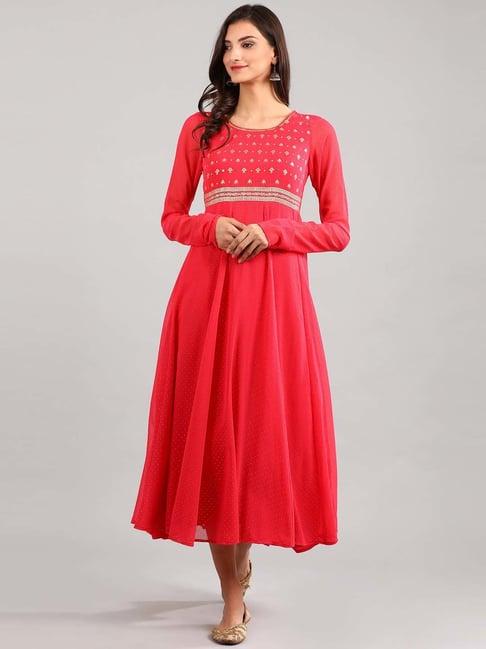 aurelia pink printed a line kurta