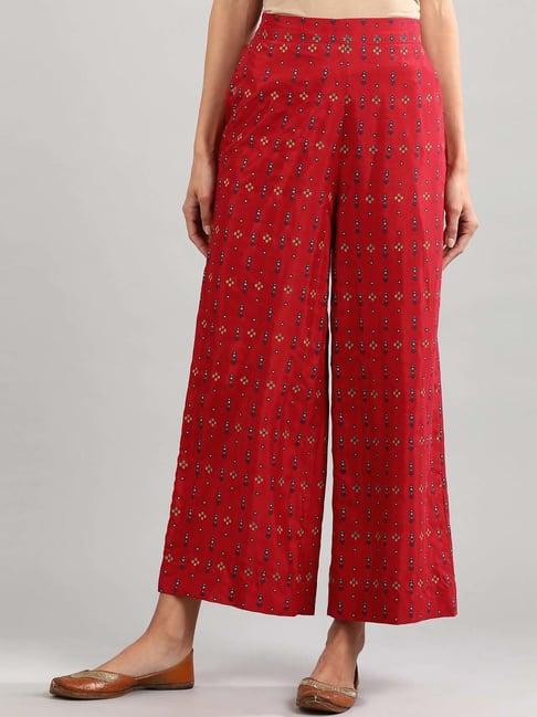 aurelia red cotton printed palazzos