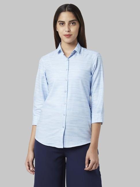 park avenue blue textured shirt