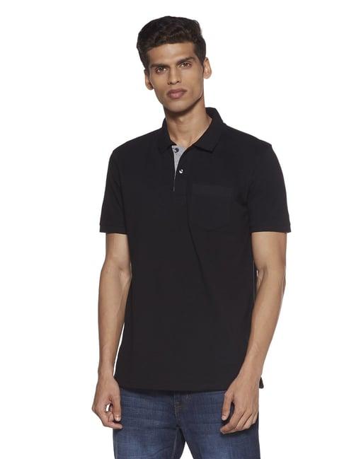 wes casuals by westside black slim fit polo t-shirt