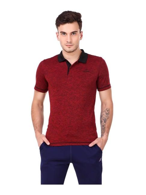 alcis red polo collar polyester t-shirt