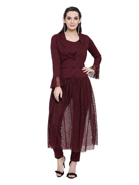 office & you maroon lace jacket