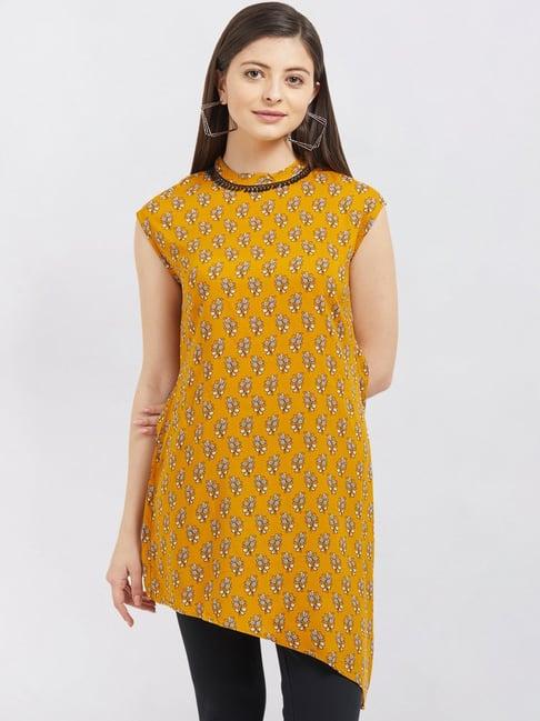 fusion beats yellow floral print tunic