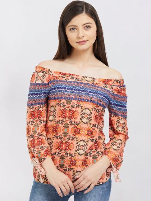 fusion beats peach floral print top