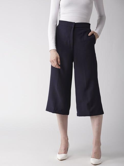 style quotient navy cotton culottes