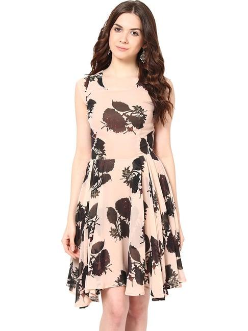 harpa peach floral above knee dress