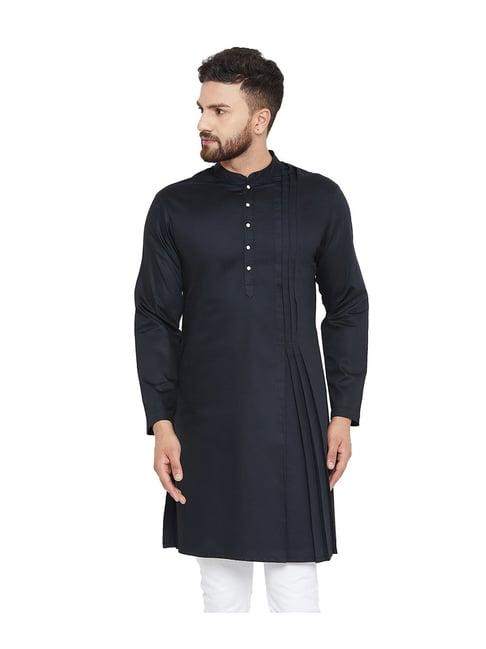 hypernation black slim fit kurta