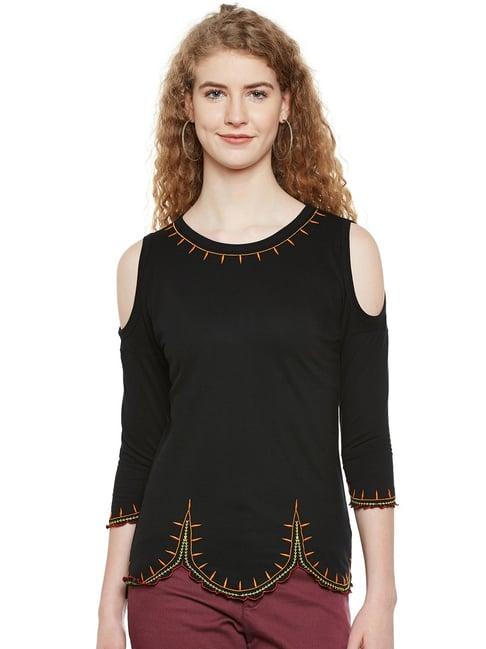 hypernation black embroidered top