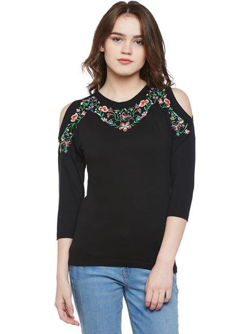 hypernation black embroidered top