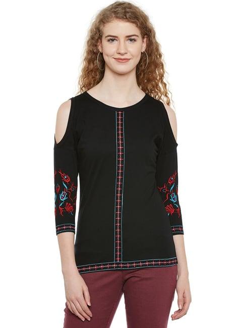 hypernation black embroidered top