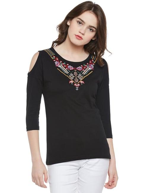 hypernation black embroidered top