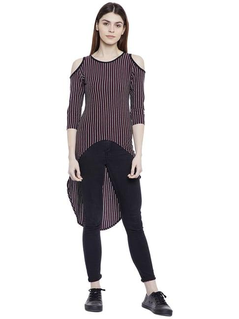 hypernation maroon & black striped tunic