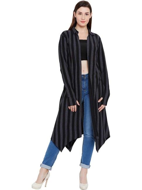 hypernation black & grey striped shrug