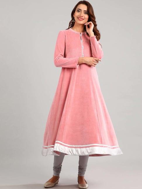 aurelia pink embellished straight kurta