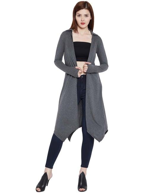 hypernation charcoal grey full sleeves shrug