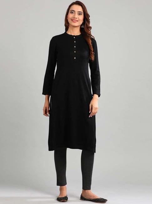 aurelia black regular fit kurta