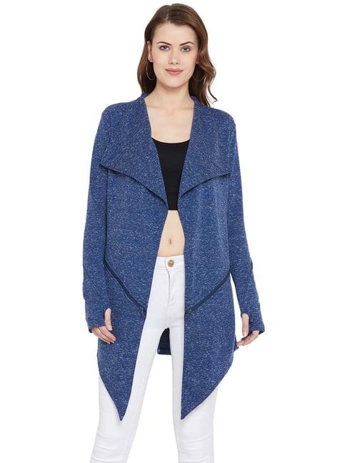 hypernation pigeon blue cotton self pattern shrug