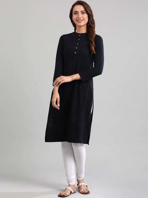 aurelia navy regular fit kurta