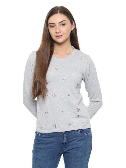 solly by allen solly grey embellished sweater