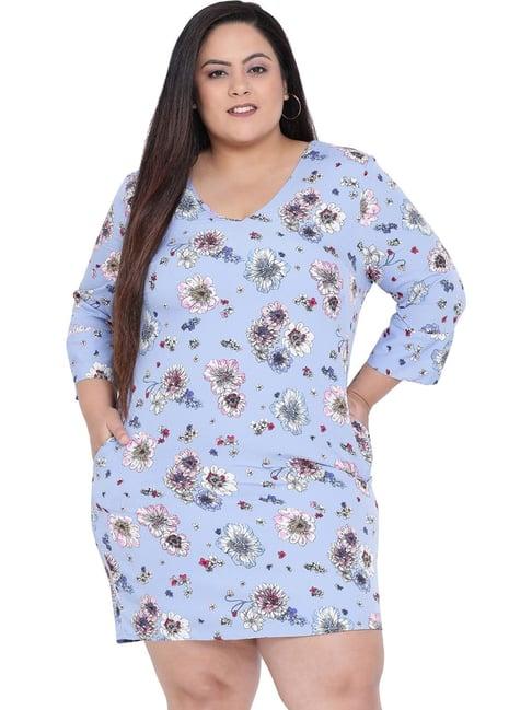 oxolloxo curves blue floral banouf dress