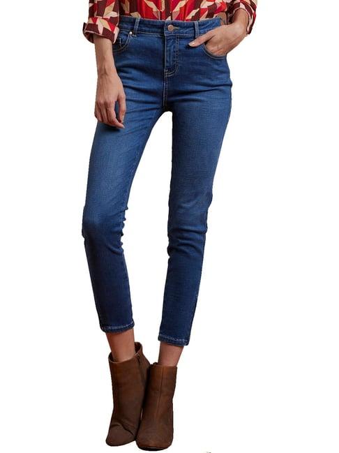 label ritu kumar medium blue cotton denim pants