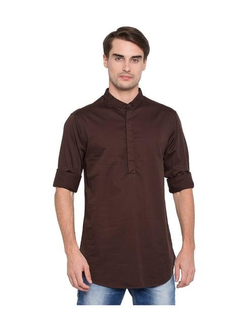 spykar brown slim fit kurta