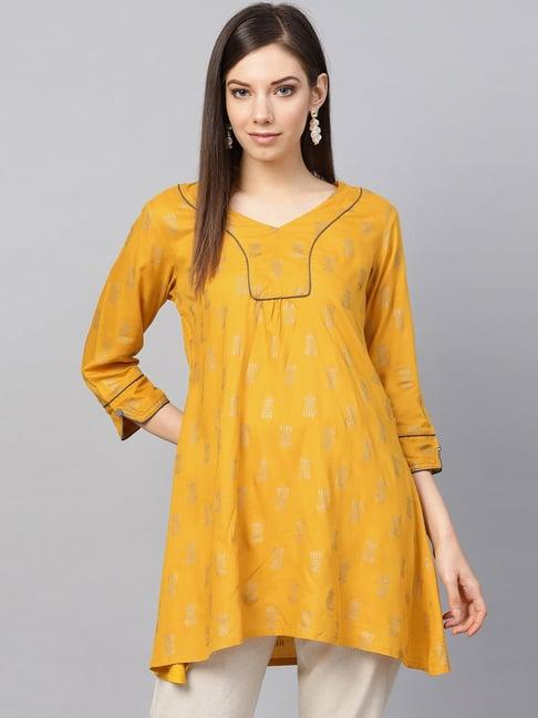 varanga mustard printed tunic