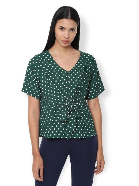 van heusen green polka dot top