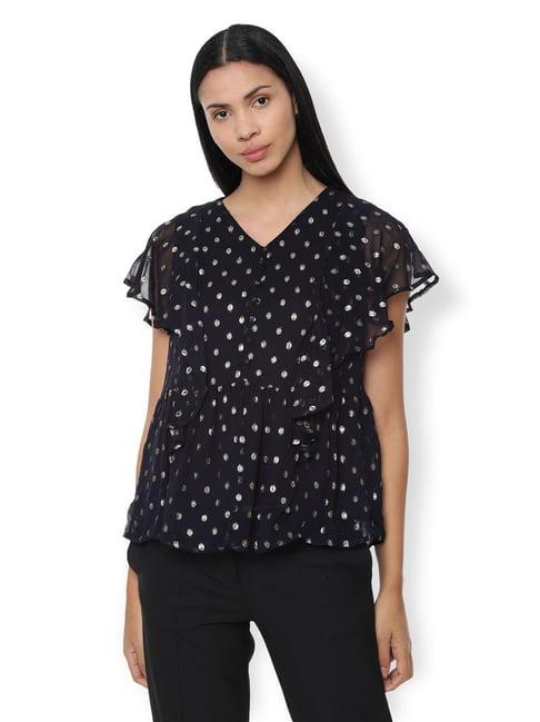 van heusen navy printed top