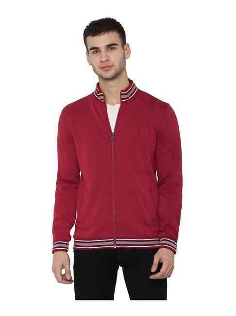 allen solly maroon mock collar sweatshirt