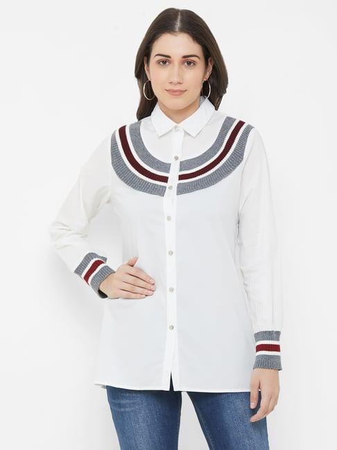 bebe white full sleeves shirt