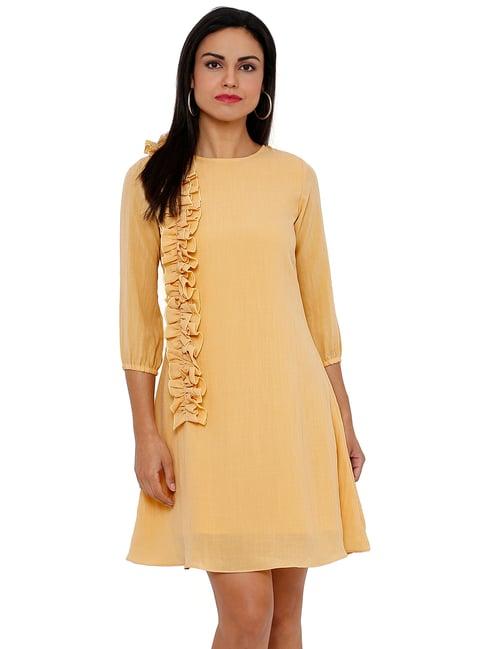 soie yellow textured dress